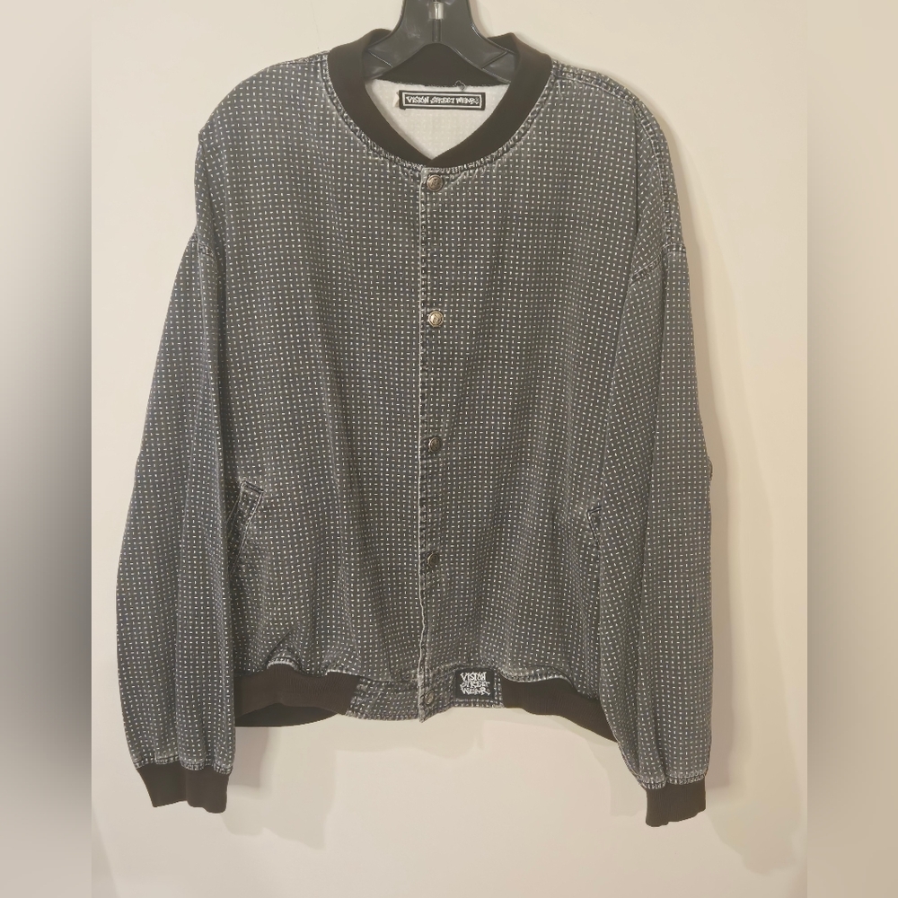 Vision Street Wear Black and White Bomber Jacket XL FLAWED